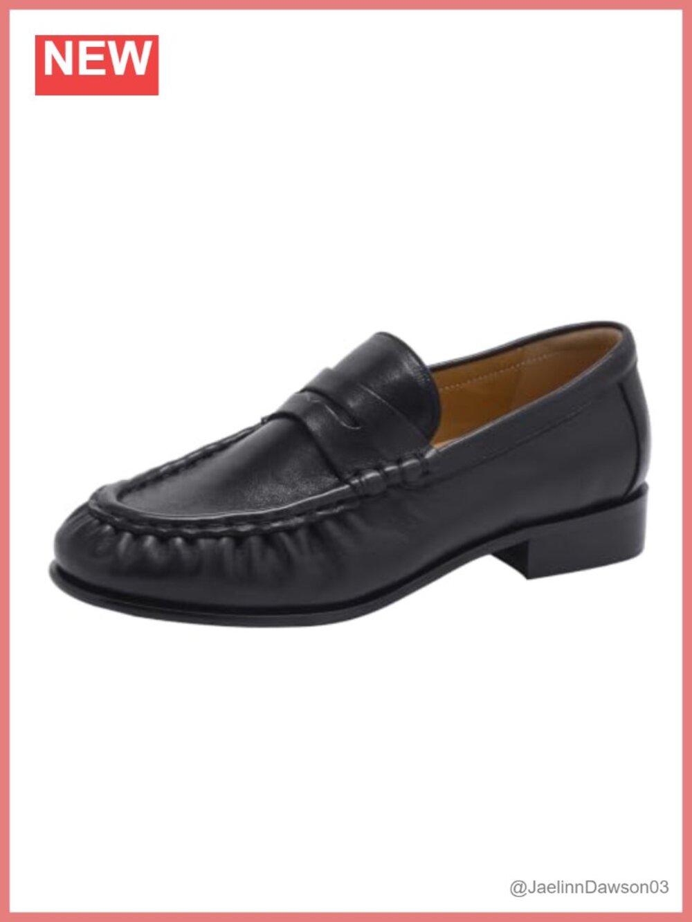 Women's Sheepskin Leather Slip On Penny Loafers Low Block Heel